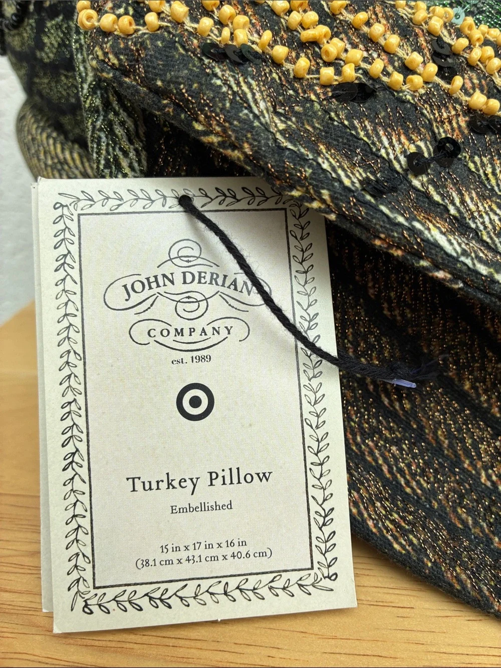 John Derian Target Beaded Decorative Large Turkey pillow / centerpiece